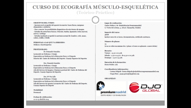 Curso ecografia musculoesqueletica Consejo Superior de Deportes Premium Health & Sport