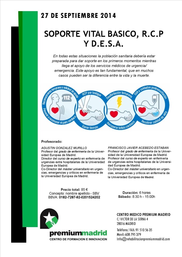 CURSO DE SOPORTE VITAL BASICO, RCP Y DESA.